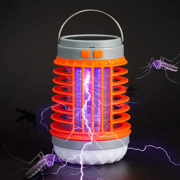 Myggdödare, 2024 ny solcellsladdad vattentät myggdödande lampa, bärbar lämplig för trädgård, camping och picknick Blue with hook