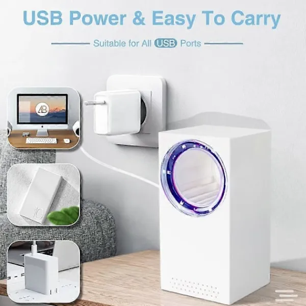 Myggdödarlampa, USB Elektrisk Insektsfälla med UV-lampa, 180Light Myggdödare Zapper för Kök Barnrum Inomhus och Utomhus (LGL)