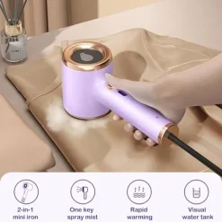 Discount NA/Mini Resestrykjärn med Ånga och Vattentank, Liten Portabel Strykjärn för Kläder, Handhållen, Lättviktig och Snabb Uppvärmning