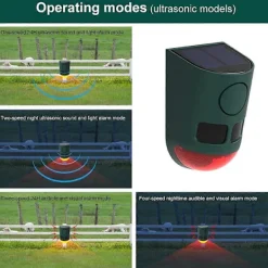 Best N911B Soldriven Ultraljud Djuravvisare för Utomhus Infraröd Rörelsesensor Ljud Ljus Alarm Fågel Skadedjursavskräckare MultiColor