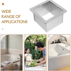 Online Nedfällbar sopnedkast rostfritt stål fyrkantig inbyggd bänkskiva avfall sopnedkast genomföring 16.00X16.00X10.30CM Silver