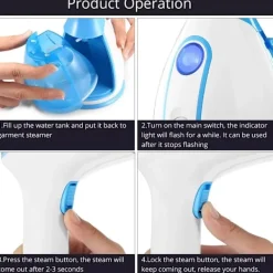 Outlet Ångare för kläder, 1100W 15s Snabb Uppvärmning Bärbar Handhållen Klädångare, Tygrynkborttagare Klädångare med Smart LCD,