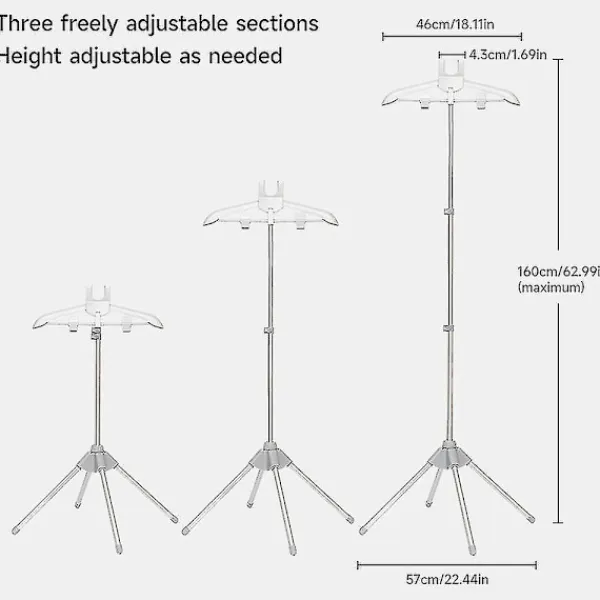 Hot Ångkokarstativ - Fällbart teleskopiskt klädångarstativ, Hängare för ångande kläder, Ångställ för kläder grey