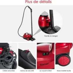 Outlet COSTWAY Ångmopp 2000W för Sängbuggar - Mångsidig Ånga 1,5L Reservoir, 19 Tillbehör 4,0 Bar för Golv, Mattor Blå