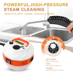 Hot Ångrengörare Hög Temperatur Och Högt Tryck 6-Hastighetsjustering Lämplig För Kök- Och Bilrengöring Orange