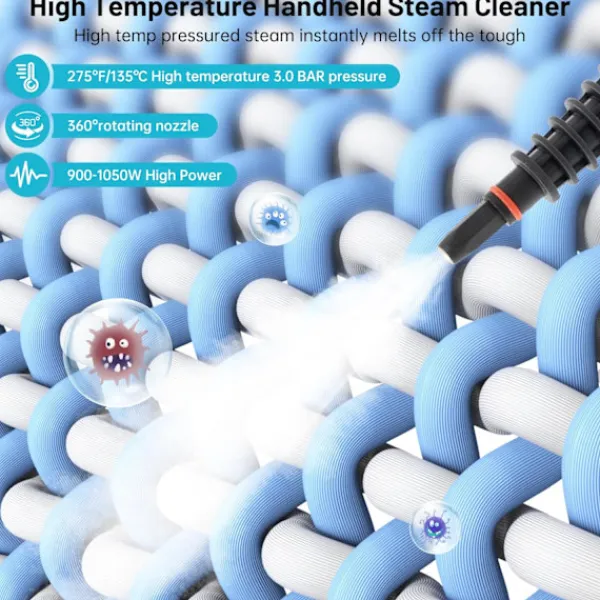 Online Ångrengörare, trycksatt handhållen för flera ytor med 9 tillbehör