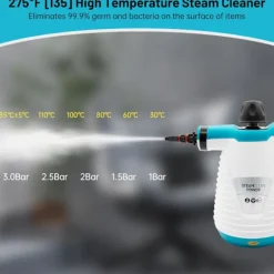 Online Ångrengörare, trycksatt handhållen för flera ytor med 9 tillbehör