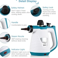 Online Ångrengörare, trycksatt handhållen för flera ytor med 9 tillbehör