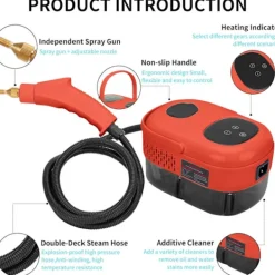 Clearance Ångrengörare, 2500W Högtemperatur Ångrengörare, Bärbar Ångrengörare, 10S Snabb Uppvärmning, med 3 Borst Huvuden (