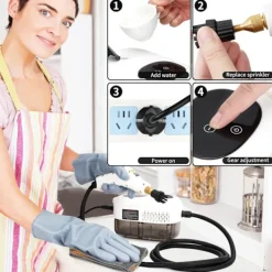 Clearance Ångrengörare, 2500W Högtemperatur Ångrengörare, Bärbar Ångrengöringsmaskin, 10S Snabb Uppvärmning, med 3 Borsthuvuden (Vit) White