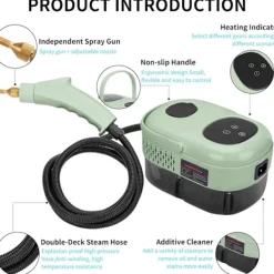 Best Ångrengörare, 2500W Högtemperatur Tryckångrengörare, Bärbar Ångrengöringsmaskin, 10S Snabb Uppvärmning, med 3 Borsthuvuden (