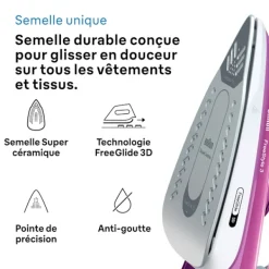 New BRAUN Ångstrykjärn - - FI3124PU Freestyle 3 - Effekt 2400 W - SuperCéramic Sula - Vattentank 270 ml - Självrengörande rosa och vitt Lila