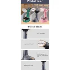 Ångstrykjärn, 1300 Watt Ångare, Vertikal och Horisontell Strykning, Snabb Rynkborttagning, för Resor och Hem