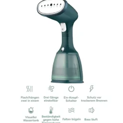 Outlet Ångstrykjärn, steamer med 350 ml vattentank, bärbart resestrykjärn, för resor Dark Green