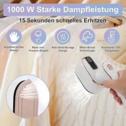 Online Ångstrykjärn, 1000W reseångstrykjärn, snabb uppvärmning, mini resestrykjärn, 180° hopfällbar bärbar