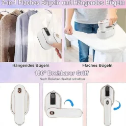 Online Ångstrykjärn, 1000W reseångstrykjärn, snabb uppvärmning, mini resestrykjärn, 180° hopfällbar bärbar