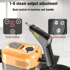 New Ångtvätt för hem & bil - 2500W Handhållen tryckångare | 15 sekunders uppvärmning | 6 ångnivåer | 1,2L Vattentank - Perfekt för djuprengöring S2 | Fyndiq Black