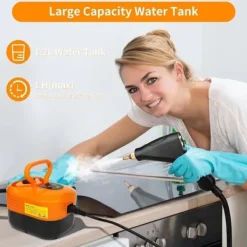 New Ångtvätt för hem & bil - 2500W Handhållen tryckångare | 15 sekunders uppvärmning | 6 ångnivåer | 1,2L Vattentank - Perfekt för djuprengöring S2 | Fyndiq Black