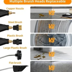 New Ångtvätt för hem & bil - 2500W Handhållen tryckångare | 15 sekunders uppvärmning | 6 ångnivåer | 1,2L Vattentank - Perfekt för djuprengöring S2 | Fyndiq Black