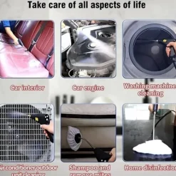 New Ångtvätt för hem & bil - 2500W Handhållen tryckångare | 15 sekunders uppvärmning | 6 ångnivåer | 1,2L Vattentank - Perfekt för djuprengöring S2 | Fyndiq Black