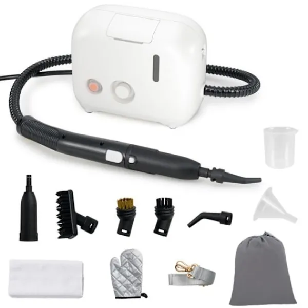 Online COSTWAY Ångtvätt för vägglöss 1600W -180℃-3 Bar-Reservoir 1L-Förvärmning på 15s-Justerbar Intensitet-12 Tillbehör-Vit