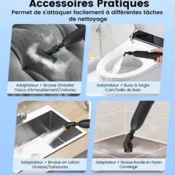 Online COSTWAY Ångtvätt för vägglöss 1600W -180℃-3 Bar-Reservoir 1L-Förvärmning på 15s-Justerbar Intensitet-12 Tillbehör-Vit