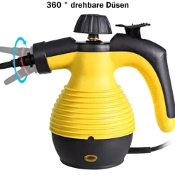 Clearance Northix Ångtvätt handhållen 9-delad tillbehörssats och säker design ångrengöring gul