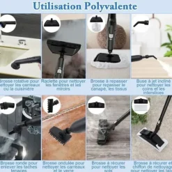 Outlet COSTWAY Ångtvätt 2000W för vägglöss 5BAR-19 Tillbehör-Reservoir 1,8L-Universaldäck-160℃-Autonomi 35 min-Vit Grå