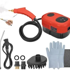 Outlet Ångtvätt, 2500W Högtemperatur Ångtvätt, Portabel Ångrengöringsmaskin, 10S Snabb Uppvärmning, med 3 Borsthuvuden (