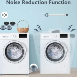Outlet [NT] Vibrationsdämpande fötter för tvättmaskin/torktumlare Grå 8-pack