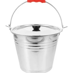 Hot High quality ny 1 st. Hink i rostfritt stål Hushållsvattenhink Multifunktionell hink med lock