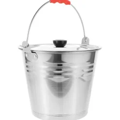 Hot High quality ny 1 st. Hink i rostfritt stål Hushållsvattenhink Multifunktionell hink med lock