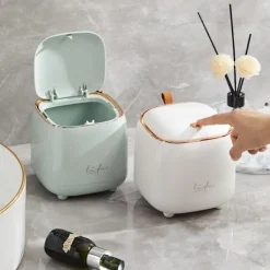 Sale Ny lätt lyxig pressad skrivbords papperskorg dubbla lager soffbord bombskydd liten förvaringslåda 1 slumpmässig färg