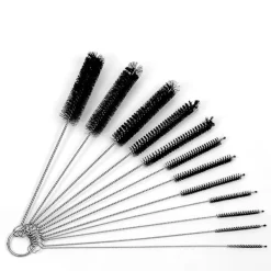 Nylon rengöringsborste 12-delad set liten rörrengöringsborste provrörsborste elastisk rörborste för smal mun svart