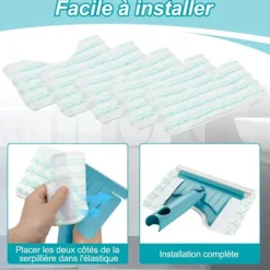 Hot TryggHandla Nytt 5-pack reservöverdrag för kvast Badrumsrengörare duschrengörare för Leifheit Micro Duo, mikrofiberersättningsduk lämplig för badrumsrengöring