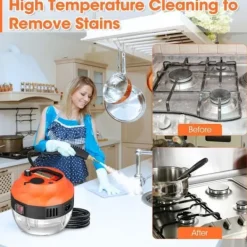 Sale Generic Portabel ångrengörare, Brillsten, 2500 W, 1350 ml, 3 borsthuvuden, högt tryck Orange