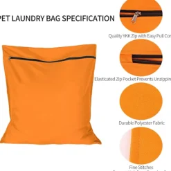 Discount Orange Tvättsäck för Husdjur, Förhindrar Djurhår från att Täppa till Tvättmaskinen, Stor Storlek, Idealisk för Hund, Katt, Häst och Kanin (60x70cm)