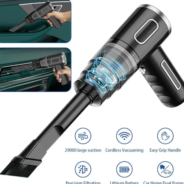 Best 29000PA Bärbar Bildammsugare Trådlös Handdammsugare för Bil Hem Svart Svart 2 Filter grön green