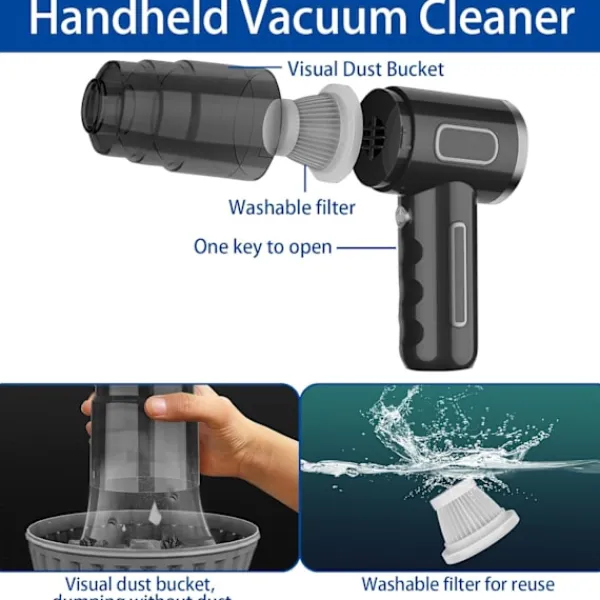 Best 29000PA Bärbar Bildammsugare Trådlös Handdammsugare för Bil Hem Svart Svart 2 Filter grön green