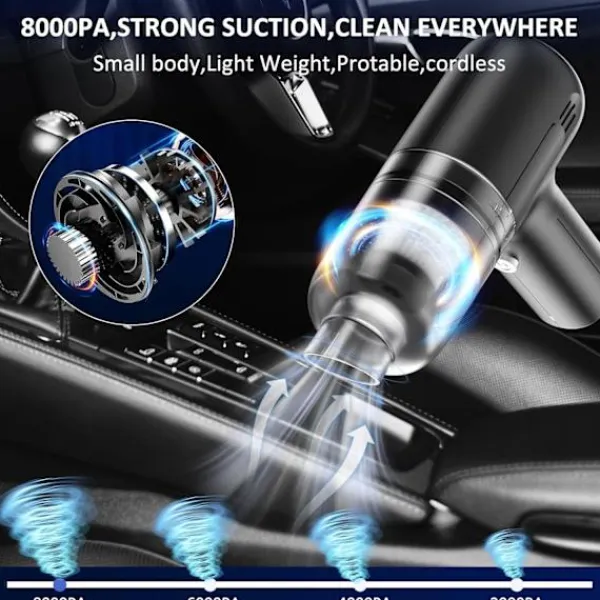 Best 29000PA Bärbar Bildammsugare Trådlös Handdammsugare för Bil Hem Svart Svart 2 Filter grön green