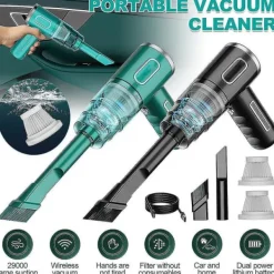 New 29000pa Kraftfull Bil Dammsugare Våt/Torr Sladdlös Stark Sug Handhållen N3 29000PA-Svart