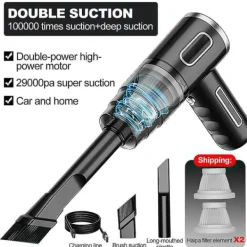 Online 29000pa Kraftfull Bil Dammsugare Våt/Torr Sladdlös Stark Sug Handhållen N3 29000PA-Svart