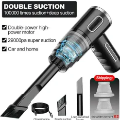 Outlet 29000pa Kraftfull Bil Dammsugare Våt/Torr Sladdlös Starkt Sugande Handhållen