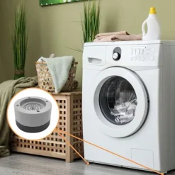 Online 4-pack Anti-vibrationsdynor, gummibullerreducering och vibration, justerbar höjd tvättmaskinsmatta (grå)