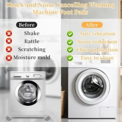 4-pack antivibrationsplattor för tvättmaskin, tvättmaskins- och torktumlarsocklar för stötar, torktumlarefotkuddar av naturgummi skyddar tvättstugans golv | Fyndiq