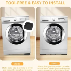 4-pack antivibrationsplattor för tvättmaskin, tvättmaskins- och torktumlarsocklar för stötar, torktumlarefotkuddar av naturgummi skyddar tvättstugans golv | Fyndiq