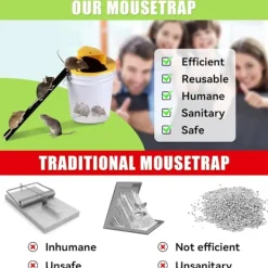Sale 2-pack automatiska återställningsfällor - Musfälla Hink Flip Lock, 5 gallon hinklock Mus Råttfälla, Musfälla Hink Inomhus Utomhus, Återanvändbar Musfälla | Fyndiq