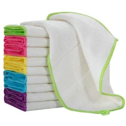 Outlet 10-pack Bambu Disktrasor Handdukar Kökstrasor för Rengöring Disktrasor Tvättbara Absorberande Maskintvättbara, Slumpmässiga Färger