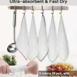 Outlet 10-pack Bambu Disktrasor Handdukar Kökstrasor för Rengöring Disktrasor Tvättbara Absorberande Maskintvättbara, Slumpmässiga Färger