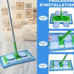 Discount 3-pack, Blå Swiffer Sweeper-kompatibla, återanvändbara ersättningsdukar